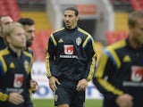 Big Zlatan Ibrahimovic in action during a Sweden training session on September 4, 2015