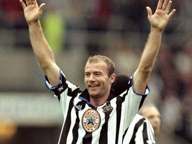 Alan Shearer celebrates putting five past Sheffield Wednesday on September 19, 1999