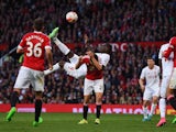 Christian Benteke scores with an overhead kick for Liverpool against Man Utd on September 12, 2015