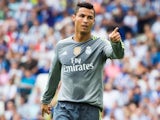 Cristiano Ronaldo celebrates scoring his fifth against Espanyol on September 12, 2015