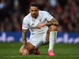 Liverpool's Danny Ings reacts after Man Utd take the lead on September 12, 2015