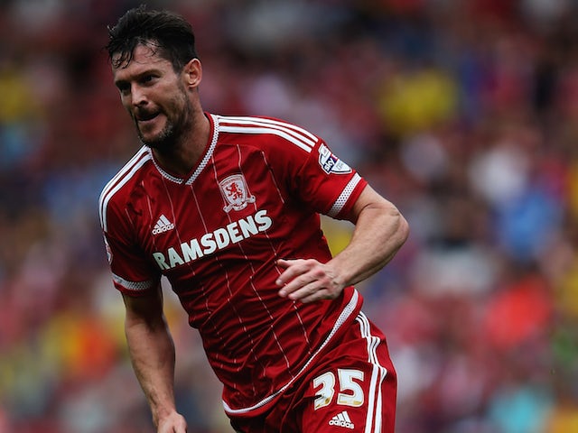 David Nugent of Middlesbrough in action during the Sky Bet Championship match between Middlesbrough v Bristol City at Riverside Stadium on August 22, 2015 in Middlesbrough, England. 