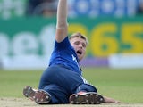 England's David Willey appeals for a wicket during the ODI with Australia on September 11, 2015