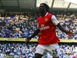 Emmanuel Adebayor of Arsenal celebrates his 2nd goal during the Barclays Premier League match between Tottenham Hotspur and Arsenal at White Hart Lane on September 15, 2007