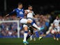 Everton's John Stones takes on Diego Costa of Chelsea on September 12, 2015