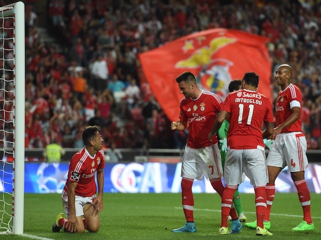 Jonas celebrates scoring for Benfica against Belenenses on September 11, 2015
