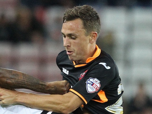 Jordan Tillson in action for Exeter City on August 25, 2015