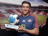 Lynden 'The Goochmeister' Gooch of Sunderland poses with his U21 Premier League player of the month award for August 2015