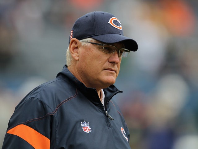 Offensive coordinator Mike Martz of the Chicago Bears watches warm-ups before a game against the Green Bay Packers at Soldier Field on September 25, 2011