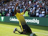 Odion Ighalo celebrates scoring Watford's opener against Swansea on September 12, 2015