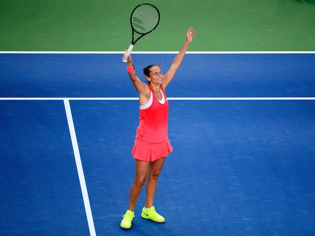 Roberta Vinci celebrates knocking Serena Williams out of the US Open on September 11, 2015