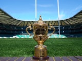 A picture shows the Webb Ellis Cup, the trophy awarded to the winner of the Rugby World Cup, during a photo call at a press conference to launch the venues and schedule for the 2015 Rugby World Cup at Twickenham Stadium in west London, on May 2, 2013. 