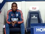 Saido Berahino sits on the bench during the game between West Brom and Southampton on September 12, 2015