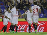 Steven N'Zonzi celebrates scoring for Sevilla against Levante on September 11, 2015