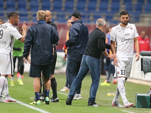 Naughty boy Syam Ben Youssef is sent off for Caen during the game with Troyes on September 12, 2015