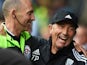 West Brom boss Tony Pulis has a right old laugh with Mike Dean ahead of the game with Southampton on September 12, 2015