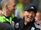 West Brom boss Tony Pulis has a right old laugh with Mike Dean ahead of the game with Southampton on September 12, 2015