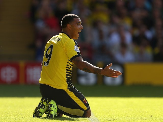 Watford's Troy Deeney appeals during the game with Swansea on September 12, 2015