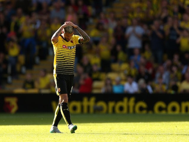 Watford's Valon Behrami sees red during the game with Swansea on September 12, 2015