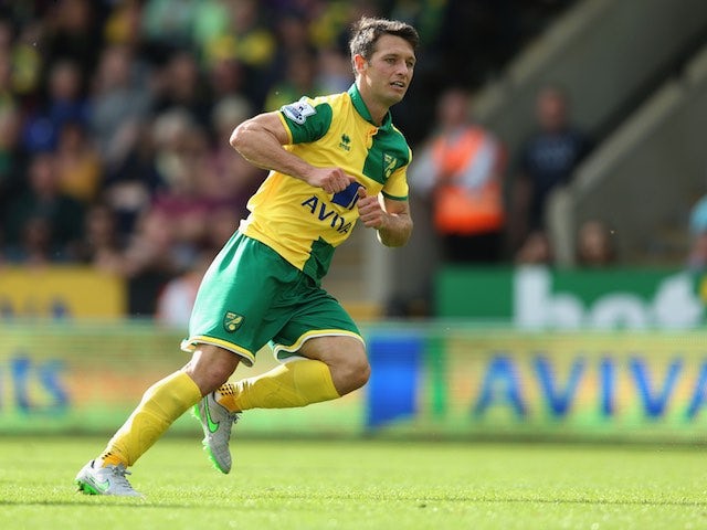 Wes Hoolahan celebrates scoring Norwich's second against Bournemouth on September 12, 2015