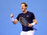 Andy Murray of Great Britain celebrates during Day Two of the Davis Cup Semi Final match between Great Britain and Australia at Emirates Arena on September 19, 2015
