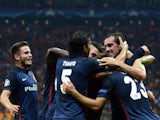 Atletico Madrid's Antoine Griezmann celebrates with his team mates after scoring the second goal during the Champions League group C football match Galatasaray vs Atletico Madrid on September 15, 201