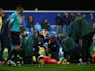 Tommy Spurr of Blackburn gets treatment after a head injury during the Sky Bet Championship match between Queens Park Rangers and Blackburn Rangers at Loftus Road on September 16, 2015