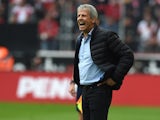 Monchengladbach's Swiss head coach Lucien Favre reacts during the German first division Bundesliga football match FC Cologne vs Borussia Monchengladbach in Cologne, western Germany on September 19, 2015