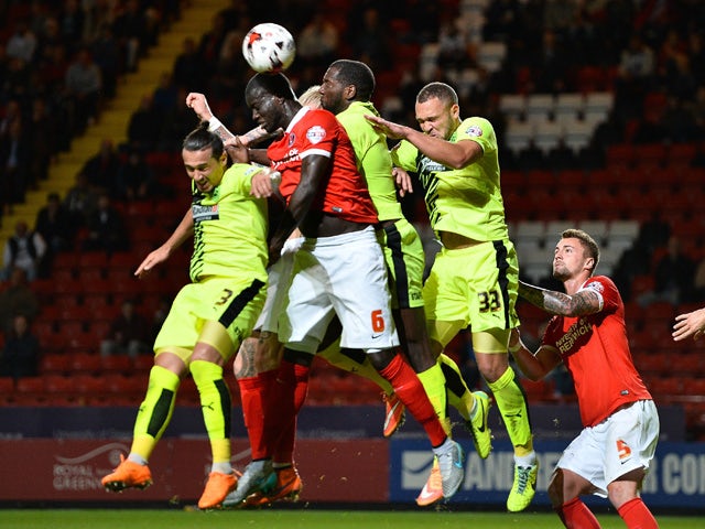 Naby Sarr of Charlton scores Charlton's first goal during the Sky Bet Championship match between Charlton Athletic and Huddersfield Town at The Valley on September 15, 2015
