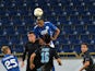 FC Dnipro's Douglas (R) vies with Lazio's Sergej Milinkovic-Savic (L) during the UEFA Europa League Group G football match between Dnipro Dnipropetrovsk and Lazio Rome at Dnipro-Arena in Dnipropetrovsk on September 17, 2015