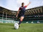 England fly-half George Ford kicks the ball at Twickenham ahead of the Rugby World Cup on September 17, 2015