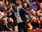 Manager of Huddersfield Town Chris Powell celebrates as Huddersfield score thie first goal during the Sky Bet Championship match between Charlton Athletic and Huddersfield Town at The Valley on September 15, 2015