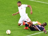 Liverpool's English midfielder Jordon Ibe (L) vies with Bordeaux's French defender Maxime Poundje (R) during the group B, UEFA Europa League football match between Bordeaux vs Liverpool on September 17, 2015 at the Matmut Atlantique Stadium in Bordeaux
