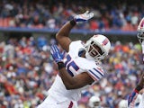 LeSean McCoy #25 of the Buffalo Bills celebrates his touchdown against the Indianapolis Colts but the touchdown run was called back on a penalty during the first half at Ralph Wilson Stadium on September 13, 2015 in Orchard Park, New York.