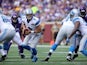 Matthew Stafford #9 of the Detroit Lions looks for the hand off against the Minnesota Vikings at TCF Bank Stadium on September 20, 2015 in Minneapolis, Minnesota.