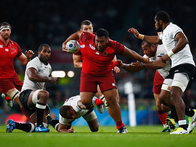 Mako Vunipola of England charges forward during the 2015 Rugby World Cup Pool A match between England and Fiji at Twickenham Stadium on September 18, 2015 in London, United Kingdom.