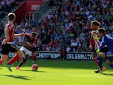 Anthony Martial of Manchester United scores their first goal during the Barclays Premier League match between Southampton and Manchester United at St Mary's Stadium on September 20, 2015