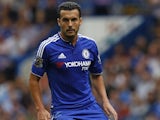 Chelsea's Spanish midfielder Pedro runs with the ball during the English Premier League football match between Chelsea and Crystal Palace at Stamford Bridge in London on August 29, 2015. Crystal Palace won the game 2-1. 