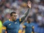 South Africa's wing Bryan Habana waves before a Pool B match of the 2015 Rugby World Cup between South Africa and Japan at the Brighton community stadium in Brighton, south east England on September 19, 2015