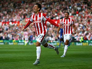 Stoke City lead Leicester City at break