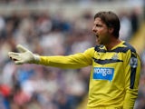 Tim Krul of Newcastle United in action during the Barclays Premier League match between Newcastle United and Arsenal at St James' Park on August 29, 2015 in Newcastle upon Tyne, United Kingdom.