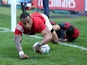 Fetu'u Vainikolo of Tonga scores a try against Georgia during the Group C: Rugby World Cup match between Tonga and Georgia at Kingsholm Stadium Stadium on September 19, 2015