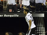 Valencia's Portuguese midfielder Andre Gomes celebrates his goal during the UEFA Champions League group H football match Valencia CF vs FC Zenit at the Mestalla stadium in Valencia on September 16, 2015