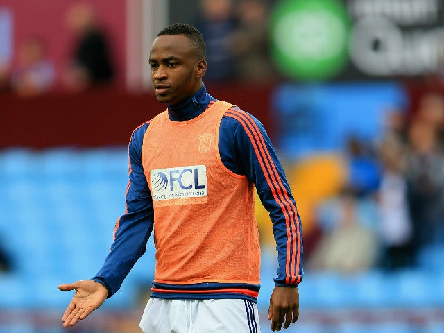 Saido Berahino of West Bromwich Albion warms up prior to the Barclays Premier League match between Aston Villa and West Bromwich Albion at Villa Park on September 19, 2015 in Birmingham, United Kingdom.