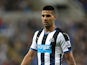 Aleksandar Mitrovic of Newcastle United in action during the Capital One Cup Second Round between Newcastle United and Northampton Town at St James' Park on August 25, 2015