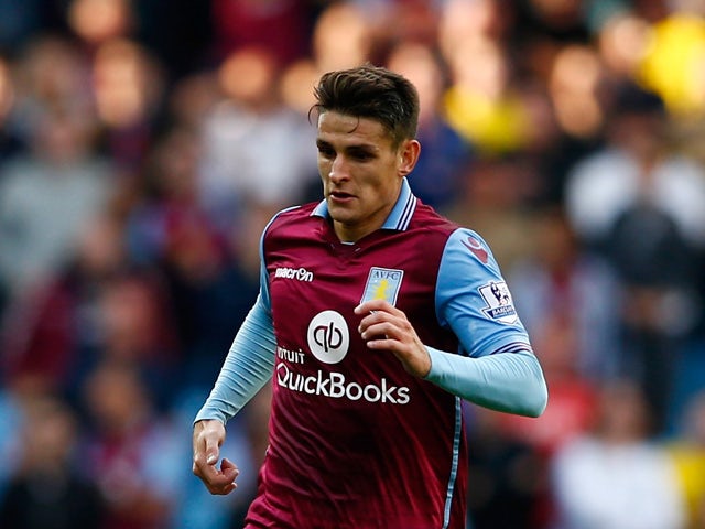 Ashley Westwood of Aston Villa in action during the Barclays Premier League match between Aston Villa and West Bromwich Albion at Villa Park on September 19, 2015