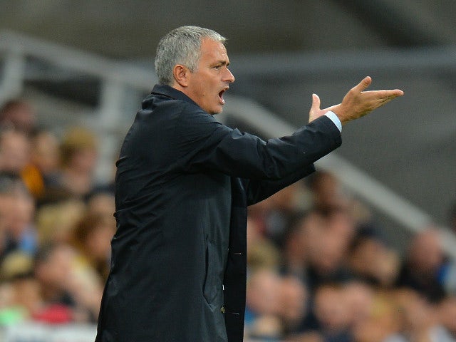 Jose Mourinho Manager of Chelsea gestures during the Barclays Premier League match between Newcastle United and Chelsea at St James' Park on September 26, 2015 in Newcastle upon Tyne, United Kingdom.