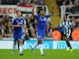 Willian of Chelsea celebrates scoring his team's second goal during the Barclays Premier League match between Newcastle United and Chelsea at St James' Park on September 26, 2015 in Newcastle upon Tyne, United Kingdom.