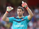 Emiliano Martinez of Arsenal looks on during the Emirates Cup match between Arsenal and Olympique Lyonnais at the Emirates Stadium on July 25, 2015