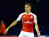 Gabriel of Arsenal runs with the ball during the UEFA Champions League Group F match between Dinamo Zagreb and Arsenal at Maksimir Stadium on September 16, 2015 in Zagreb, Croatia. 